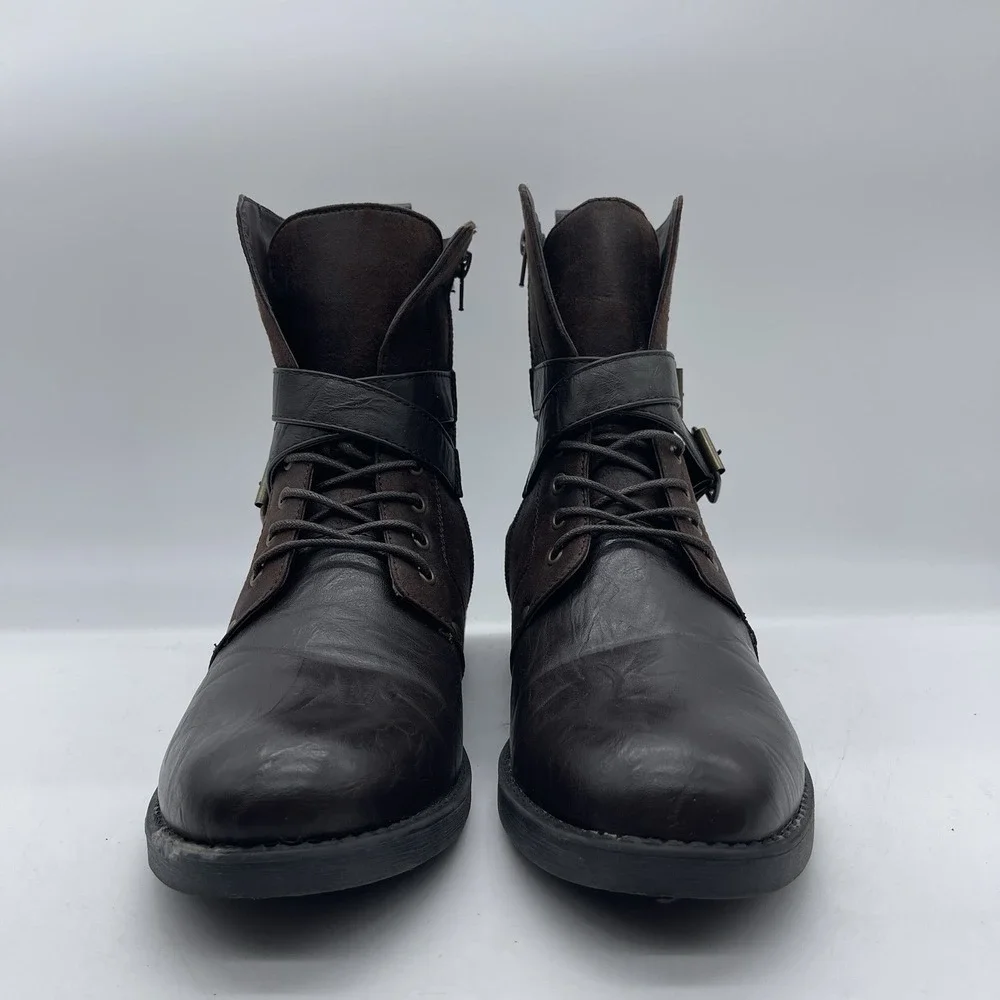 ARider Antonio-01 Men's Size 9.5 Moto Leather Boots Dark Brown Casual Shoes